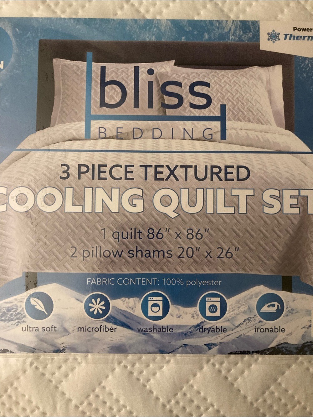White Cooling Textured 3-Piece Quilt Set